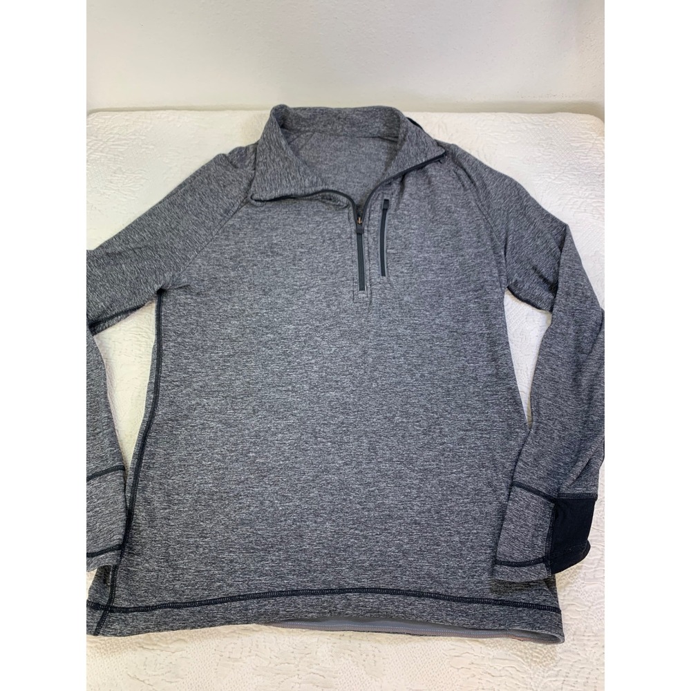 Lululemon Mens Large Gray‎ Heathered Quarter Zip Pullover Chest Pocket